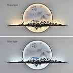 TINNY Modern Wall Picture Light LED Chinese Creative Circular Landscape Mural Sconce Lamp For Home Living Bedroom Study