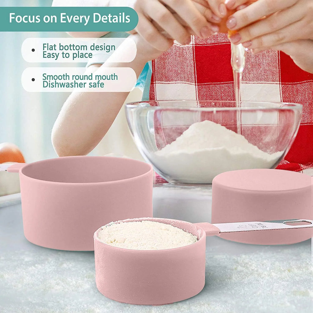 8pcs Measuring Cups & Spoons Set,Stackable Nesting Measure Cups with Stainless Steel Handle,Kitchen Gadgets for Cooking & Baking