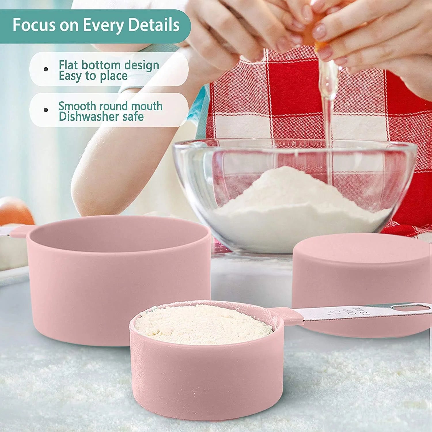 8pcs Measuring Cups & Spoons Set,Stackable Nesting Measure Cups with Stainless Steel Handle,Kitchen Gadgets for Cooking & Baking