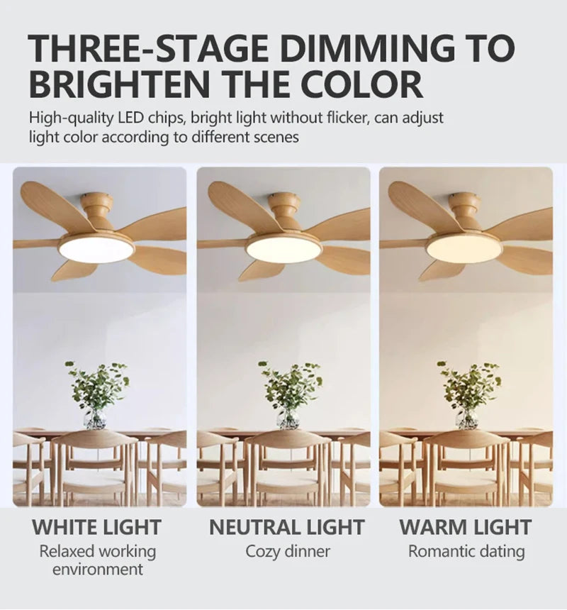 52inch Modern LED 60W Low Floor DC Motor 35W Ceiling Fans With Remote Control Simple Ceiling Fan With Light Home Fan 220V