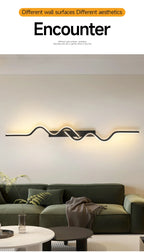 Wall Sconce Black LED Wall Lamp 80/100CM Long Strip Irregular Light Bedroom Bedside Lights Decorative Background Home Decor