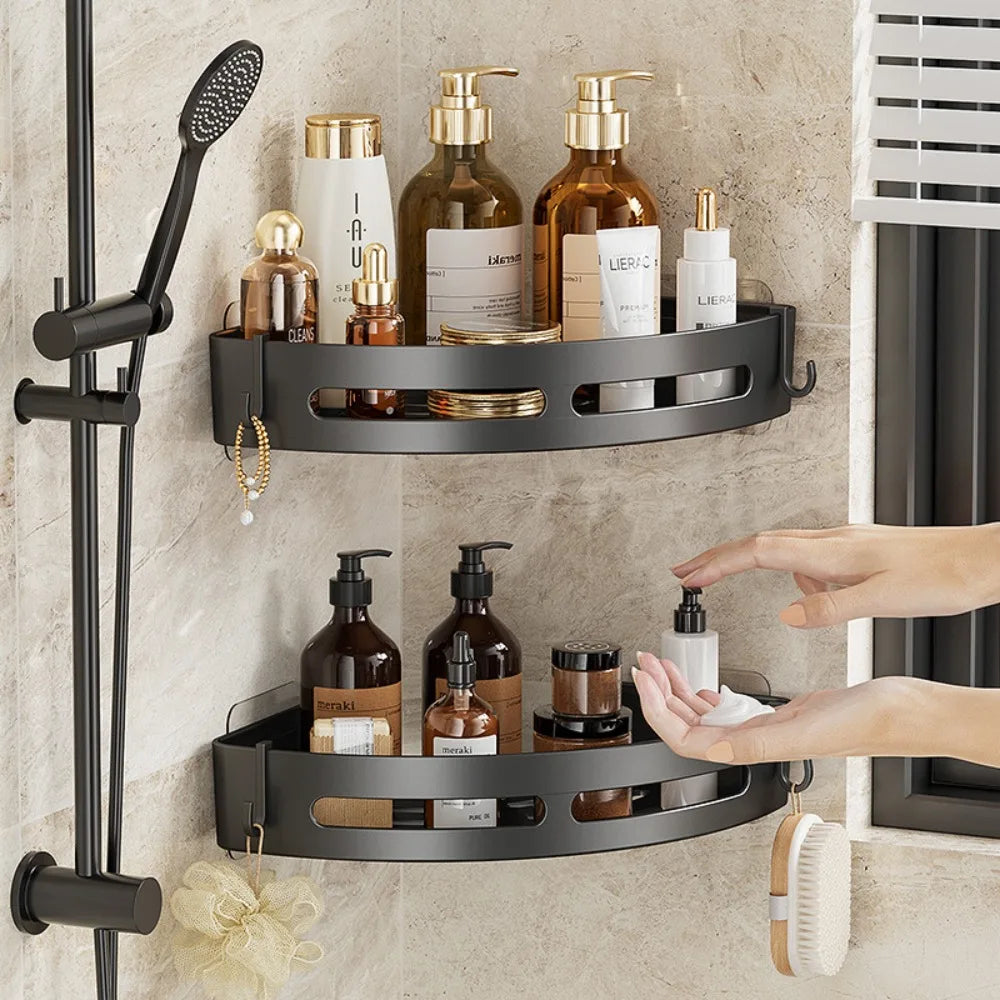 2/3Pc Strong Adhesive No-Drill Shower Shelf – Waterproof Wall Storage Organizer for Bathroom