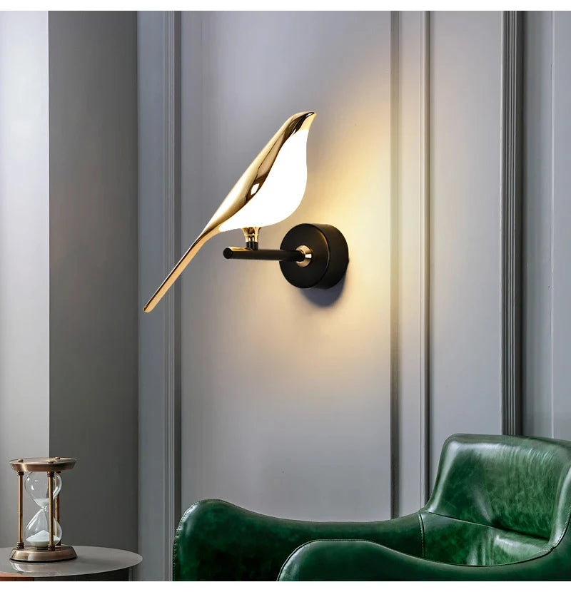 Nordic Golden Bird LED Wall Lights Parlor Bar Creative Wall Lamps Novelty Sconces Bedroom Bedside Lamp Living Room Decoration