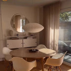 E27 Hanging Lights Silk White Dia40.cm Chandeliers Oval Shade LED Lights for Living room Restaurants Dining Room