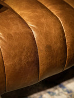Classic retro style hand-forged chair, second-hand cafe oil wax leather sofa chair, cigar bar godfather chaise longue