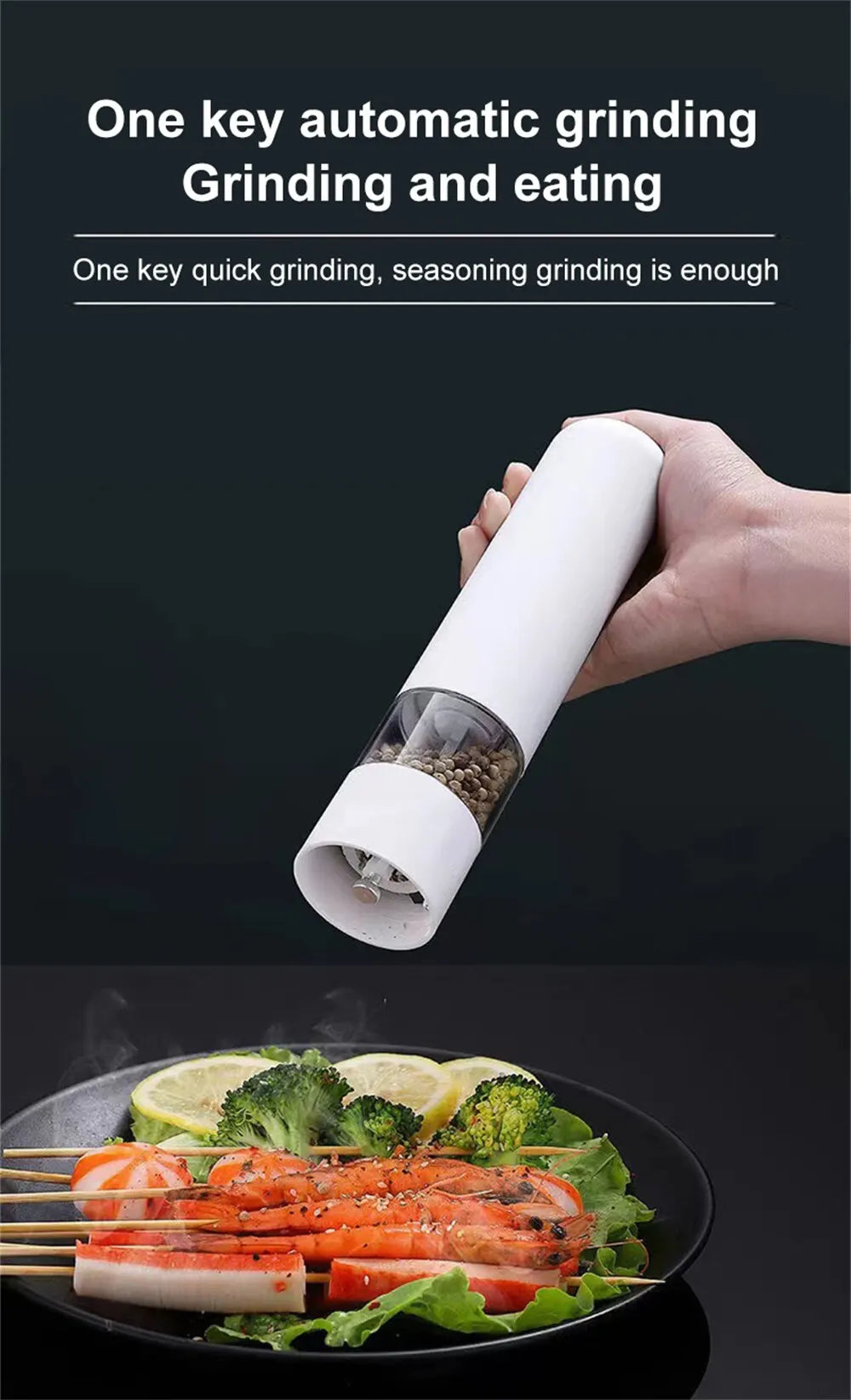 Electric Automatic Mill Pepper And Salt Grinder With LED Light Adjustable Coarseness Spice Grinder Kitchen Cooking Tool