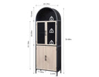 Arched Storage Cabinet with Glass Doors & Shelves, 5-Tier Farmhouse Bookcase Bookshelf Tall Floor Curved Hutch Storage Cabinet for Living/Dining/Office - Oak&Black