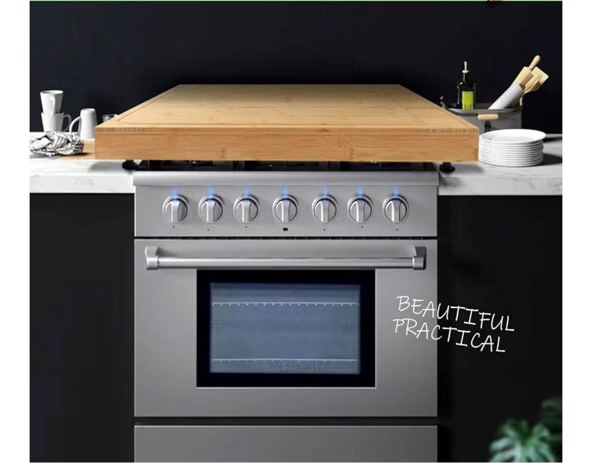 Premium Extra Large Bamboo Cutting Board and Stovetop Cover, Stove Top Cover Chopping Board with Detachable Legs and Juice Groove, Sink Cover Board, for Restaurant Kitchen Countertop