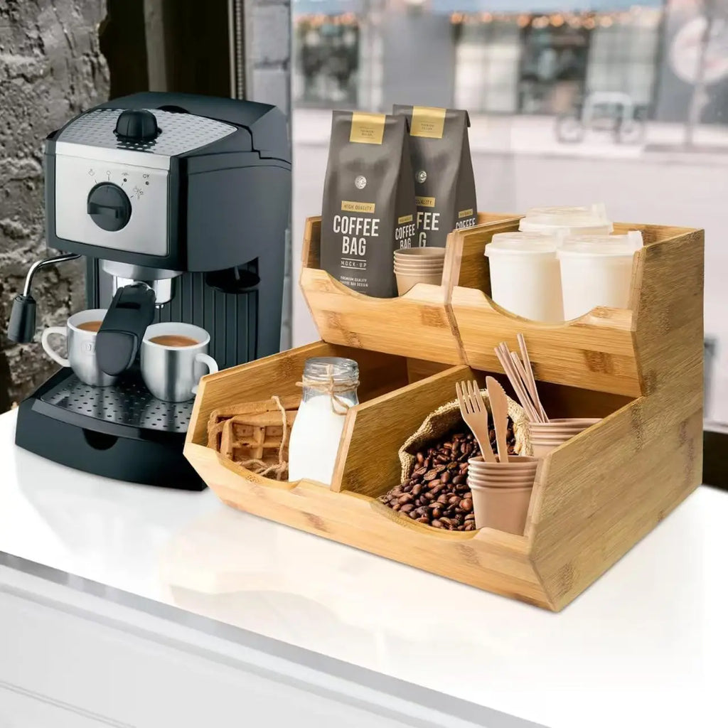 Premium Style Detachable and Stackable Bamboo Storage Box Bookcase Home Office and Living Room Pantry Storage Bins